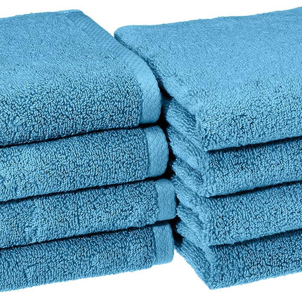 8-Pack Quick-Dry Cotton Hand Towels – Soft, Absorbent, Lake Blue