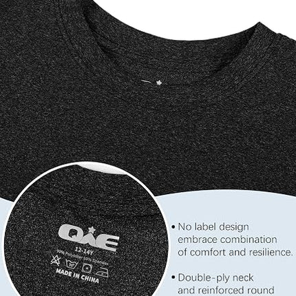 5 Pack Boys Athletic Dry Fit Shirts, Short Sleeve T-Shirts, Youth Teens 5-18 Years