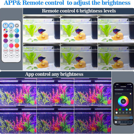 Fish Tank Light Full Spectrum with APP Control & Remote, Timer for 18-24 Inch