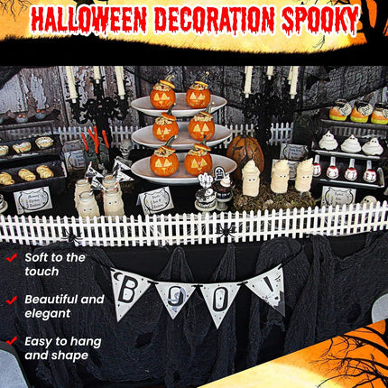 48x240in Halloween Creepy Cloth, Giant Black Cheesecloth Tapestry for Party Decor