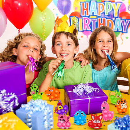 24-Pack Mini Animal Pop Keychain Fidget Toys – Party Favors & Stress Relief