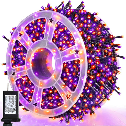 500 LED Halloween Lights, 164FT Purple & Orange Twinkle Lights, 8 Modes, Timer