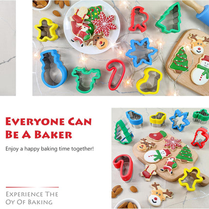 8PCS Christmas Cookie Cutters Holiday Biscuit Cutter Set with Comfort Grip