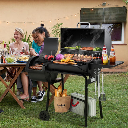 Black Charcoal BBQ Smoker Grill CC1830S for Backyard Camping Cooking