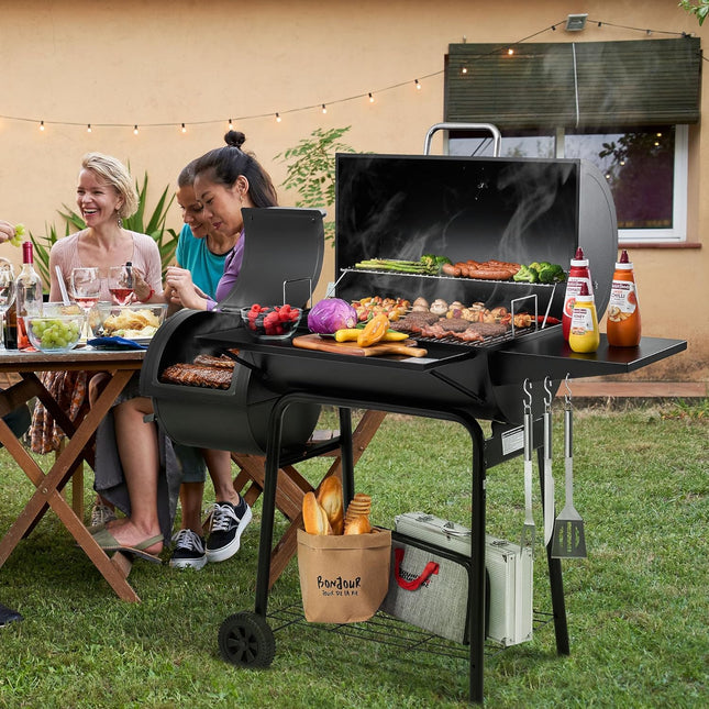 Black Charcoal BBQ Smoker Grill CC1830S for Backyard Camping Cooking