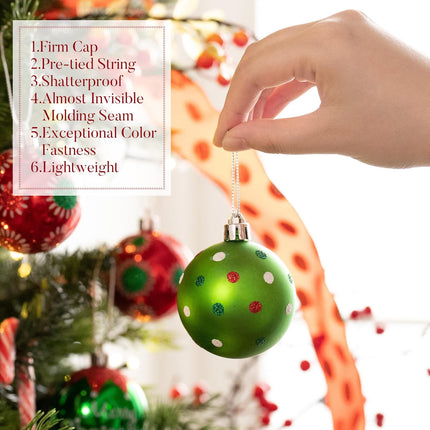 9 Pack Elf Red Green White Shatterproof Christmas Tree Hanging Ornaments