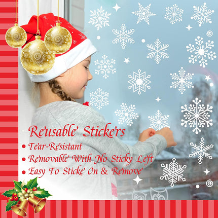 1000PCS Double-Sided Christmas Window Clings Snowflake Xmas Decals
