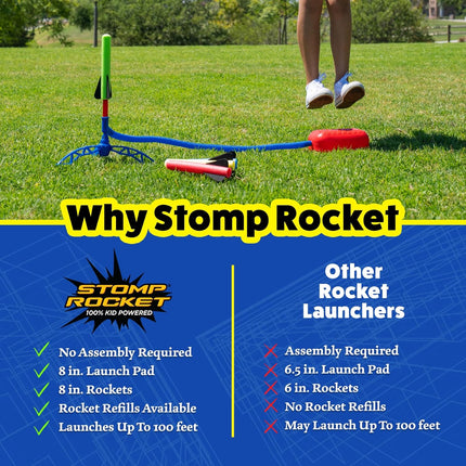 Kids Rocket Launcher Set with 8 Foam Rockets STEM Outdoor Toy Ages 3+