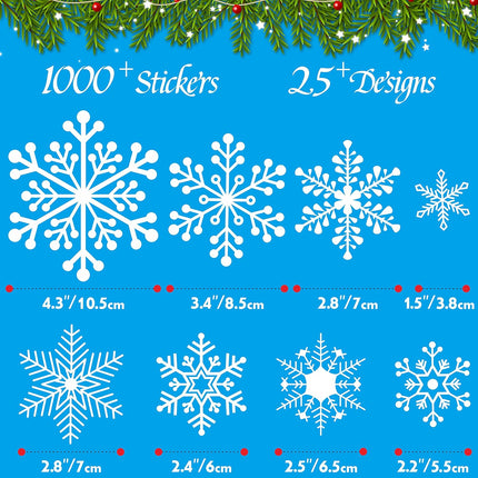 1000PCS Double-Sided Christmas Window Clings Snowflake Xmas Decals