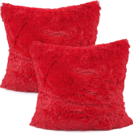 2-Piece Set of Christmas Decorative Faux Fur Throw Pillow Cases, Merino Style
