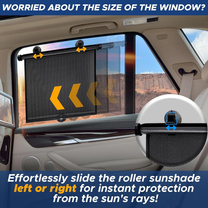 Car Side Window Sun Shade (2 Pack) – Retractable UV & Glare Protection for Kids