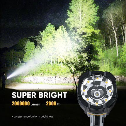 Rechargeable Spotlight Flashlight, 9 LED Super Bright Light with COB & Foldable Stand