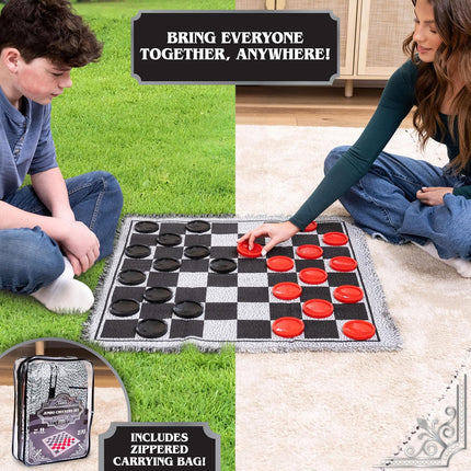 Giant Checkers and Tic Tac Toe Board Game Set Indoor Outdoor Family Game