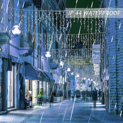 360 LED Christmas Icicle Curtain Lights – 29.5FT White Fairy String Lights