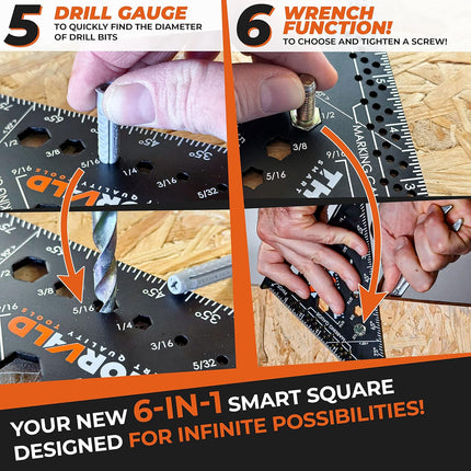 6-in-1 Carpenter Square – T-Square, Ruler, Protractor & Multi-Tool Kit