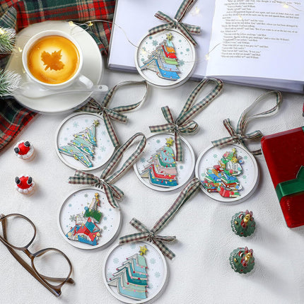 6 Pcs Christmas Book Ornaments, Tree Hanging Decorations for Book Lovers & Librarians