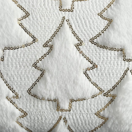 Christmas Tree Throw Pillow Covers 18x18, White Faux Fur Set of 2