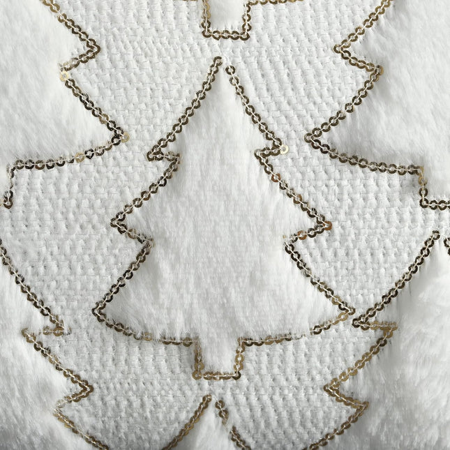 Christmas Tree Throw Pillow Covers 18x18, White Faux Fur Set of 2