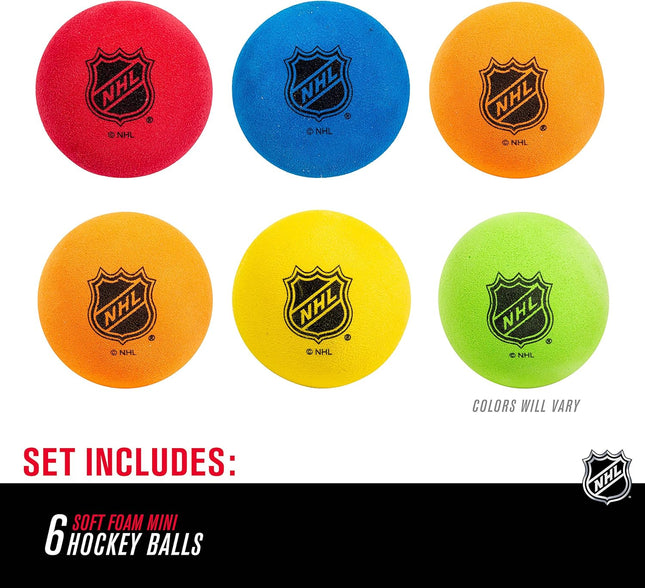 Mini Indoor Floor Hockey Foam Balls 6 Pack Soft Kids Training Assorted Colors