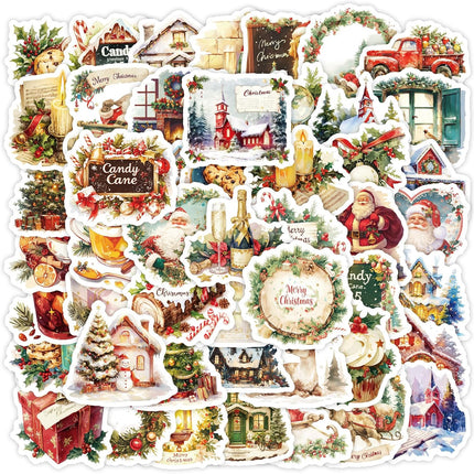 50 PCS Waterproof Christmas Stickers – Holiday Decals for Kids & Scrapbooking