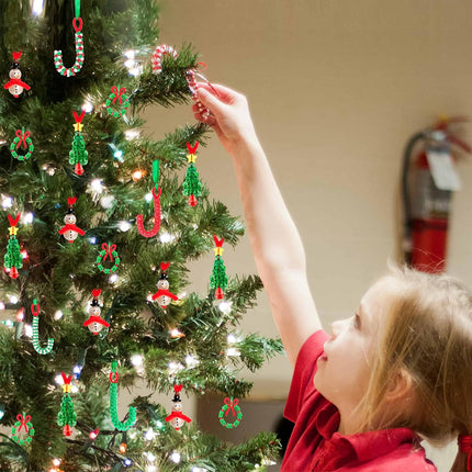 Christmas Beaded Ornament Kit, DIY Wreath & Candy Cane Crafts for Kids & Families