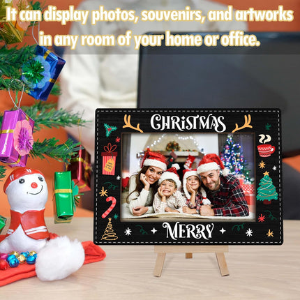 Merry Christmas Wooden 4x6 Photo Frame with Tree Design for Holiday Decor