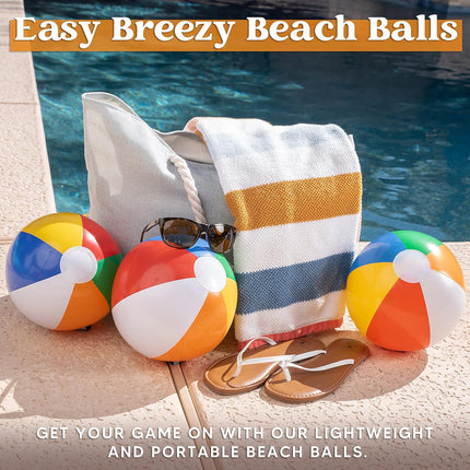 12-Pack Inflatable Beach Balls 12” – Pool Toys, Party Favors & Luau Decor