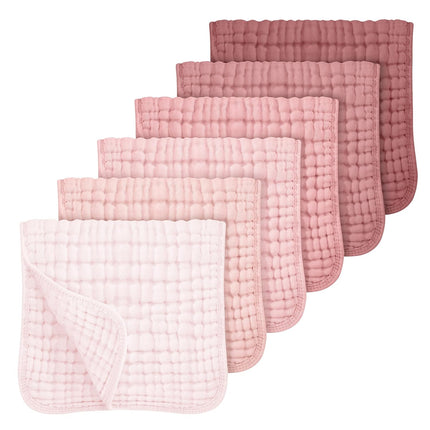 6-Pack Baby Girl Muslin Burp Cloths – Soft 100% Cotton, 20"x10", Pink