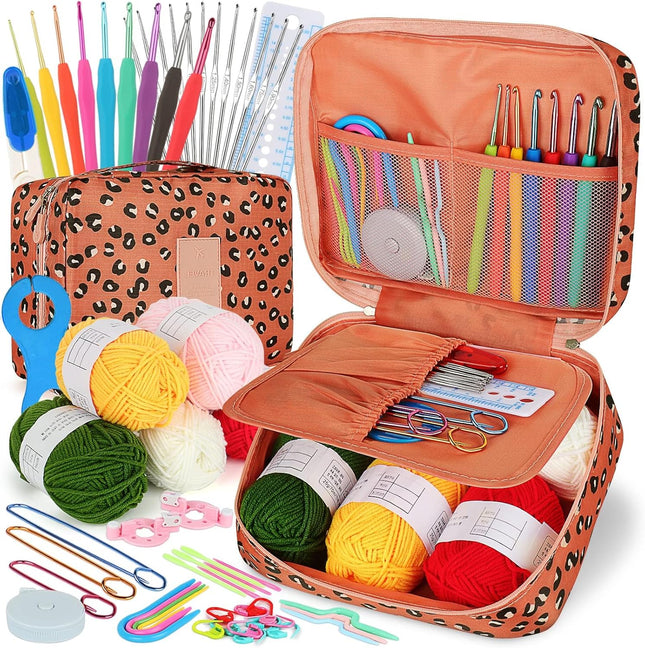 58PCS Crochet Set – Hooks and Yarn, Travel-Friendly Knitting Kit