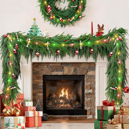 6FT Holiday Garland with LED Lights | Norfolk Pine Xmas Mantle & Table Decor