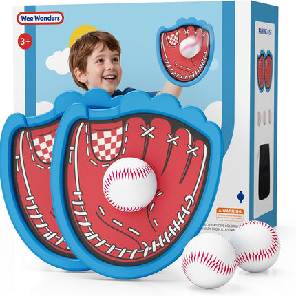 Toss & Catch Ball Set for Kids with 2 Paddles and 3 Sticky Balls Blue