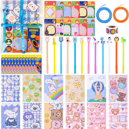 63Pcs Cute Cartoon Animal Stationery Set – Birthday Gifts, Pencils, Pens & More