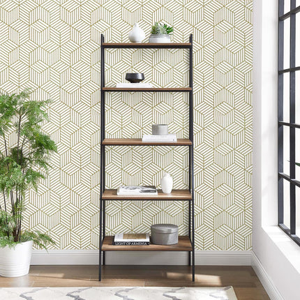 Peel and Stick Wallpaper Boho Style White Gold Geometric 15.7x78.7 Inch Wall Cover