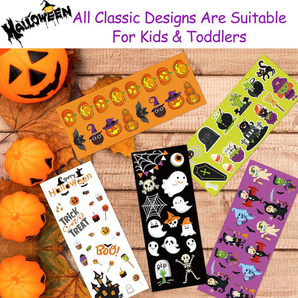 680-Piece Halloween Stickers for Kids, 40 Sheets, Waterproof Party Favor Treats