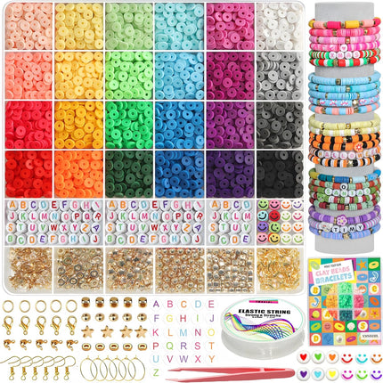 6000+Pcs Clay Beads Bracelet Making Kit with Charms for Girls DIY Crafts