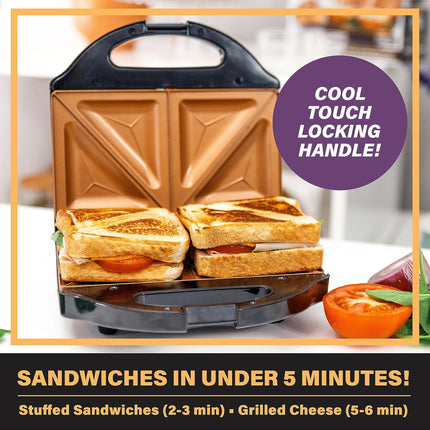 Gotham Steel 2-in-1 Electric Sandwich Maker Panini Press Nonstick Grilled Cheese