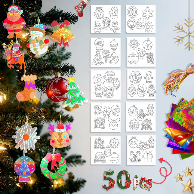Christmas Foil Art Kit No Mess Peel & Press DIY Craft with Santa Tree Snowman