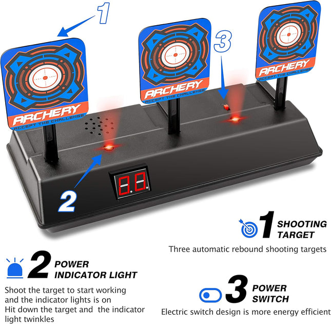 Electric Auto Reset Digital Shooting Target with Score for Nerf Blasters