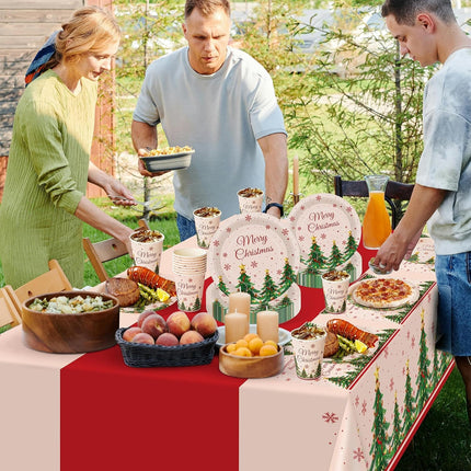 102-Pcs Christmas Party Supplies Xmas Tree Themed Set for Festive Holiday Decor