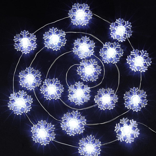 Christmas Snowflake Lights – 12.8ft 40 LED Battery Operated Decor