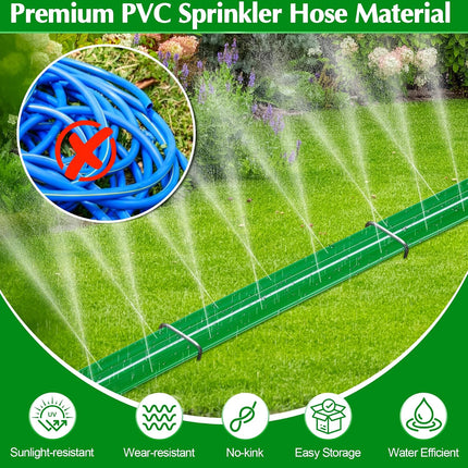 50FT Flat Soaker Sprinkler Hose with 20 Staples, Heavy Duty Garden Watering Hose