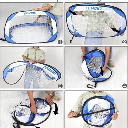 Portable Soccer Goals Set 4x2.5FT Pop Up Football Nets with Carry Bag for Kids