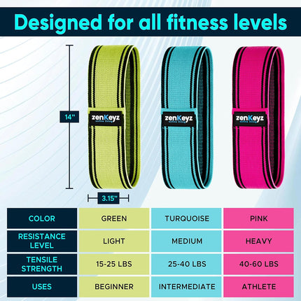 3 Pack Fabric Resistance Booty Bands for Glute Leg Hip Workout Training