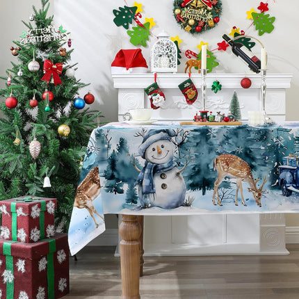 Christmas Tablecloth for Rectangle Tables – 52x70", Snowman & Truck Print