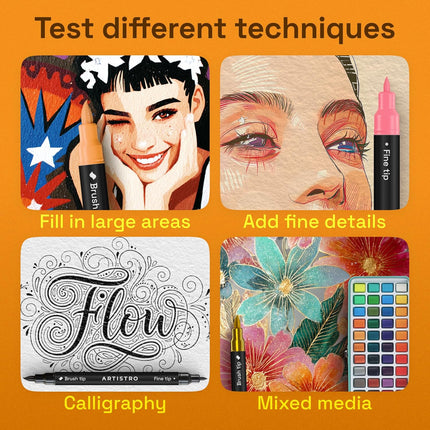36 Acrylic Paint Markers – Brush & Fine Tips for DIY, Fabric, Rock & Glass