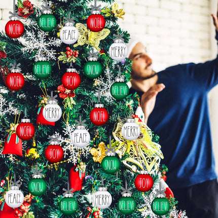 12PCS Christmas Ball Ornaments for Tree, 2.4 Inch Red, Green & White Hanging Decorations