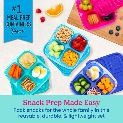 Easyboxes 8-Piece Snack Containers – 4-Compartment BPA-Free Bento Set