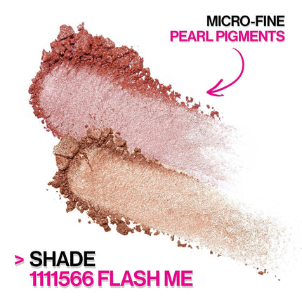 MegaGlo Blushlighter, Blendable Blush & Highlighter, Shimmery Metallic Finish, Flash Me