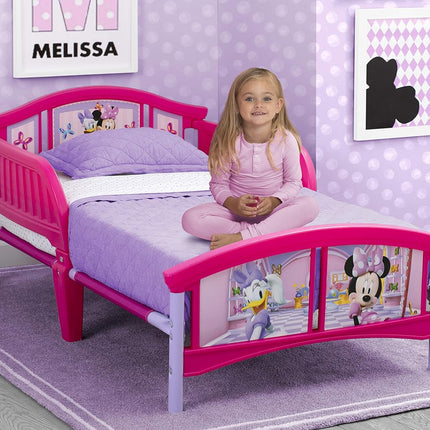 Disney Minnie Mouse Plastic Toddler Bed with Guardrails, Steel Frame, Ages 15 Months+