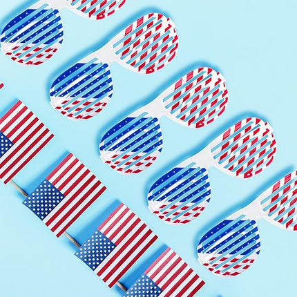 12 Pairs Red White Blue American Flag Glasses Independence Day Decor